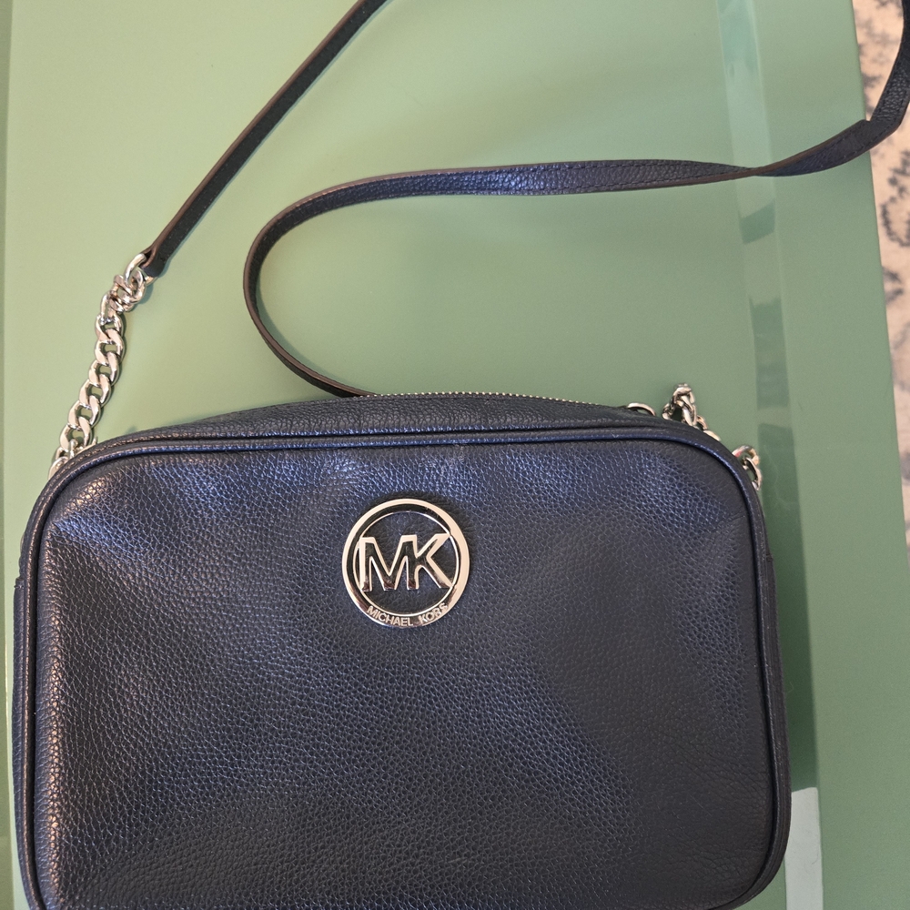 Michael Kors Black Crossbody Bag with Silver Hardware